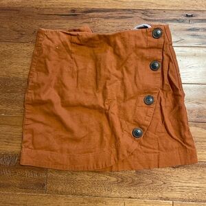 Orange Button-Front Skirt